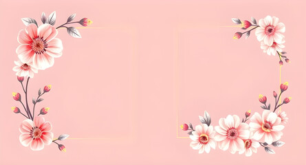 Fototapeta premium Botanical frame, Blossom border, Decorative flower frame, Flower wreath, Flower garland frame, Vintage floral frame, Rose flower frame, Hand-drawn floral frame, Elegant flower border, Watercolor flowe