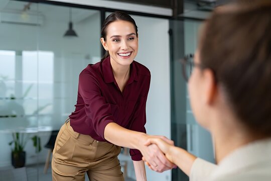 Successful Job Interview  Handshake and  Positive First Impression