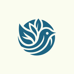 Modern bird leaf logo