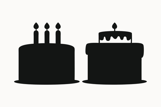 Birthday Cake Silhouettes Simple Icons for Celebrations