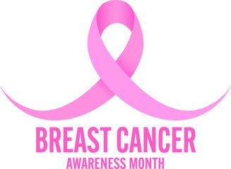 Pink ribbon curve in breast shape. Breast Cancer Awareness Month Campaign. Icon design. Vector illustration