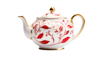 Decorative Tea Pot for Classic Tea Settings, Vintage Ceramic Teapot with Ornate Design, Elegant Red and Gold Floral Porcelain Teapot, Vintage Ceramic Teapot with Ornate Design