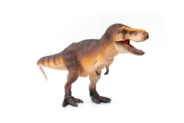 T-rex Dinosaur toy. Tyrannosaurus rex isolated on white background.