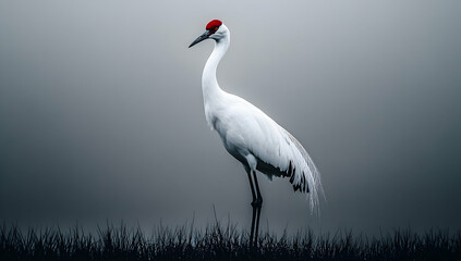 White Crane Bird Foggy Nature © fannybuddhies
