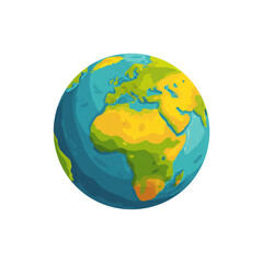 Colorful Vector Globe Illustration of Earth with Transparent Background