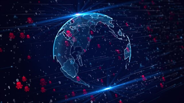 World Map Digital Threats global problem digital threats world map online threats users worldwide. cybercrime, global networks online systems hacking, global cyber threats. security systems worldwide.