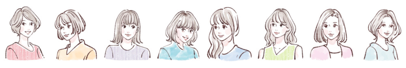 女性・女の子のイラスト素材セット