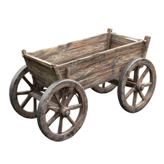 Fototapeta premium Old wooden wagon with spoked wheels a rustic cart