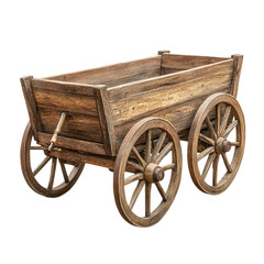 Antique wooden cart with spoked wheels rustic farm transport old vehicle