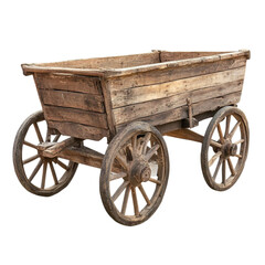 Old wooden wagon with spoked wheels a rustic farm cart