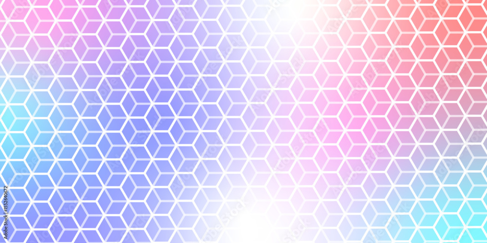 Poster Pastel light Hexagon Net Pattern Background. Gradient, 3D Render artwork. Hexagon mosaic background Modern stylish abstract texture. Repeating striped line elements wallpaper, backdrop Vector.
