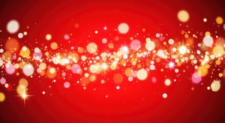 Red Background with Blurry Bokeh Lights and Glittering Stars for Festive Celebrations and Holiday Designs