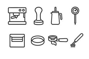 Outline of essential barista tools for coffee preparation
