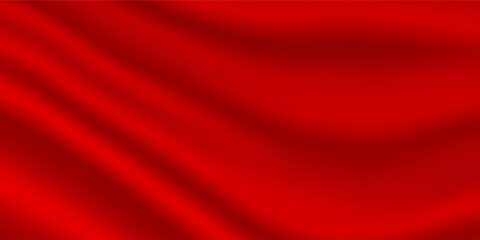 Red luxury silk cloth or satin texture with copy text space. Elegant Red silk satin vector background.