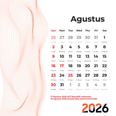August 2026 Weton calendar marks Indonesia’s cultural pride, syncing national identity with ancient Javanese cycles in a serene layout.