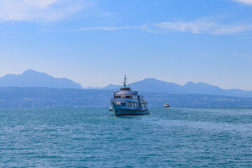 Passenger ship sailing on Lake Geneva, Switzerland