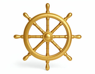 Golden Ship Wheel Nautical Symbol of Guidance and Direction