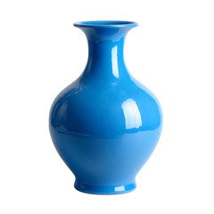 Elegant blue ceramic vase isolated on black background.