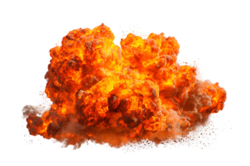 Fiery explosion with smoke and fire.