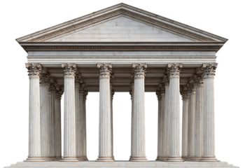 Ancient Greek temple with columns and pediment.