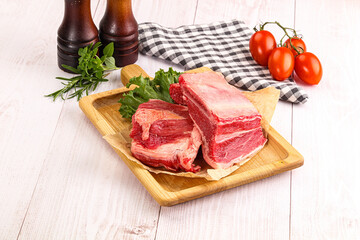 Raw beef rib for cooking