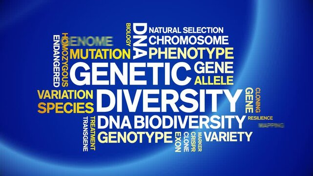Genetic Diversity animated word cloud;text design animation tag kinetic typography seamless loop.