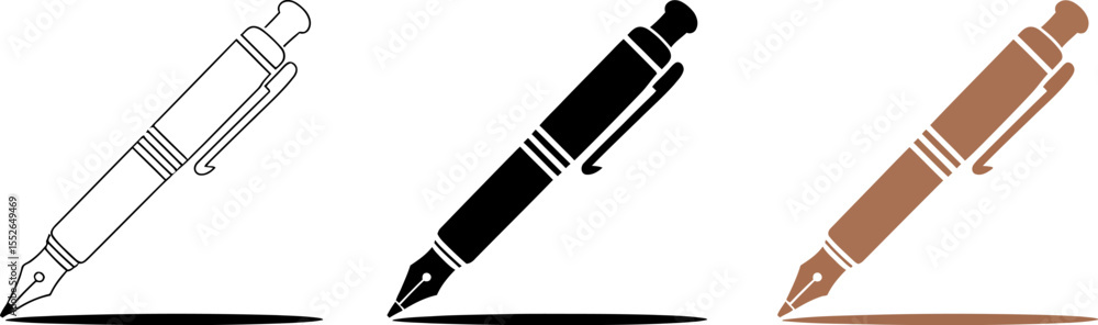 Poster pen drawing vector illustration set writing tool graphic design element isolated on white background