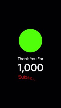 1 thousand subscriber count youtube channel celebration. 1000 subscriber count vertical video