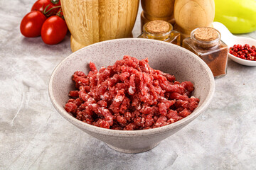 Raw beef minced meat for cooking