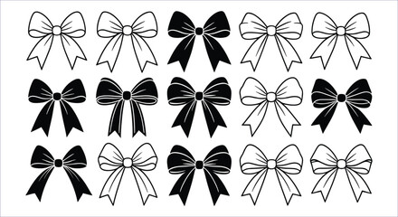 Cute Line Art Bow Elements for Kids Crafts and Decorative Artwork Projects