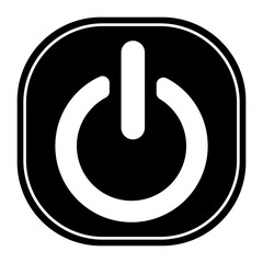 sleek, monochromatic graphic showcases the universal power symbol within a rounded square. for minimalist designs needing an on or off indicator or representing technology and control in a clear