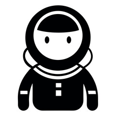 Simple Black and White Cartoon Astronaut Illustration for Kids' Designs and Space Themes