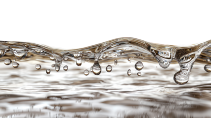Rippling water surface with clear drops against dark background