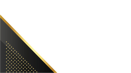 Transparent Background: Modern black triangle with gold border and dotted pattern in the lower left, perfect for corporate visuals or elegant designs.

