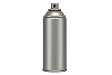 Silver spray paint can isolated on transparent background, ideal for projects related to graffiti, street art, or diy projects