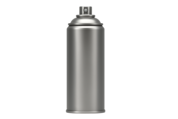 Silver spray paint can isolated on transparent background, ideal for projects related to graffiti, street art, or diy projects