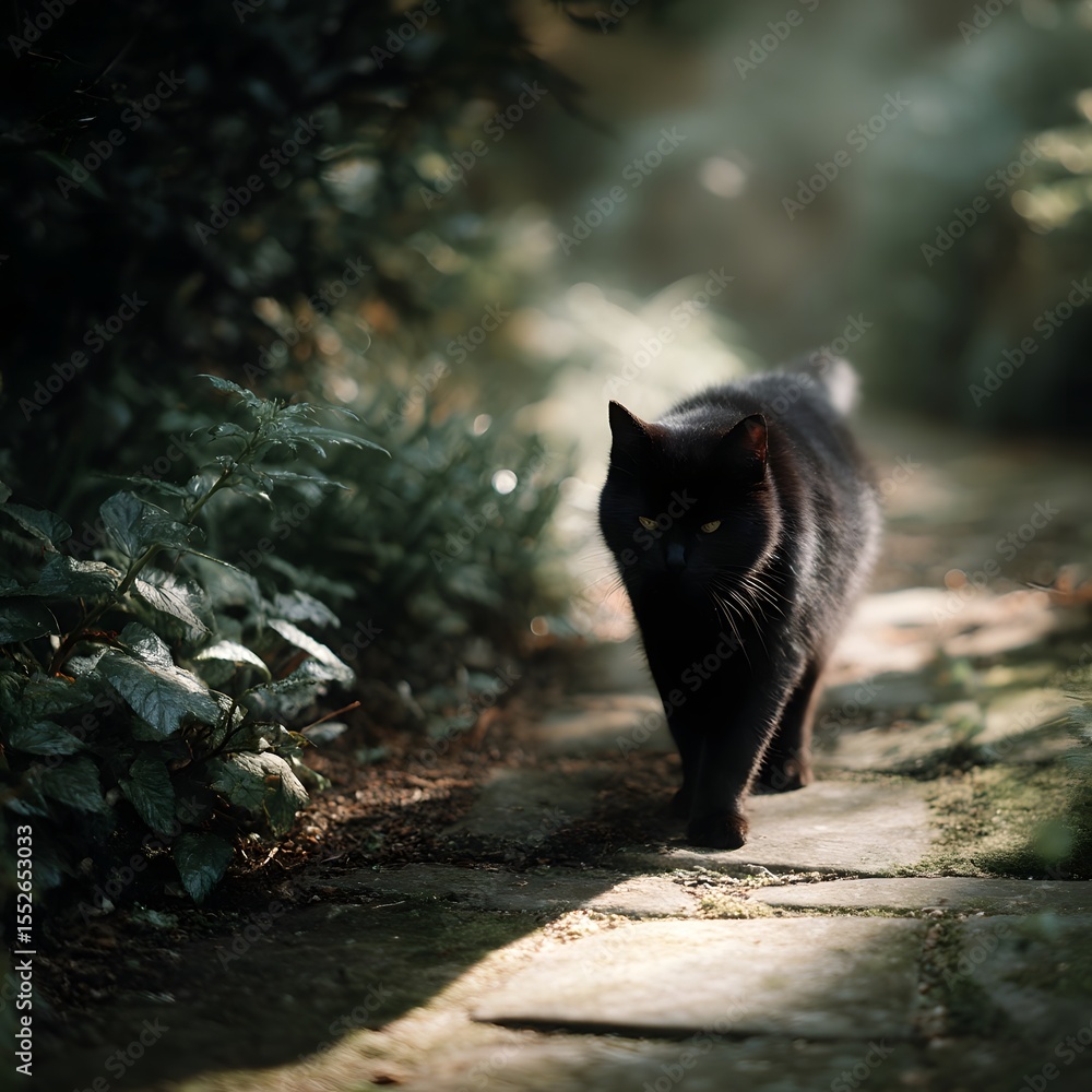 Poster stealthy feline traversing a forest path