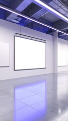 Modern Art Gallery Interior with Blank Canvas