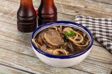 Japanese Ramen soup with duck
