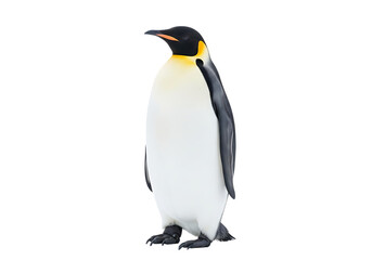 Fototapeta premium Majestic emperor penguin standing tall against a pure black background displaying natural beauty