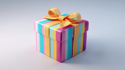 Obraz premium Colorful gift box with a vibrant ribbon