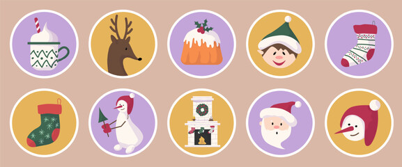 Festive Christmas Stickers: Santa, Snowman and Cake