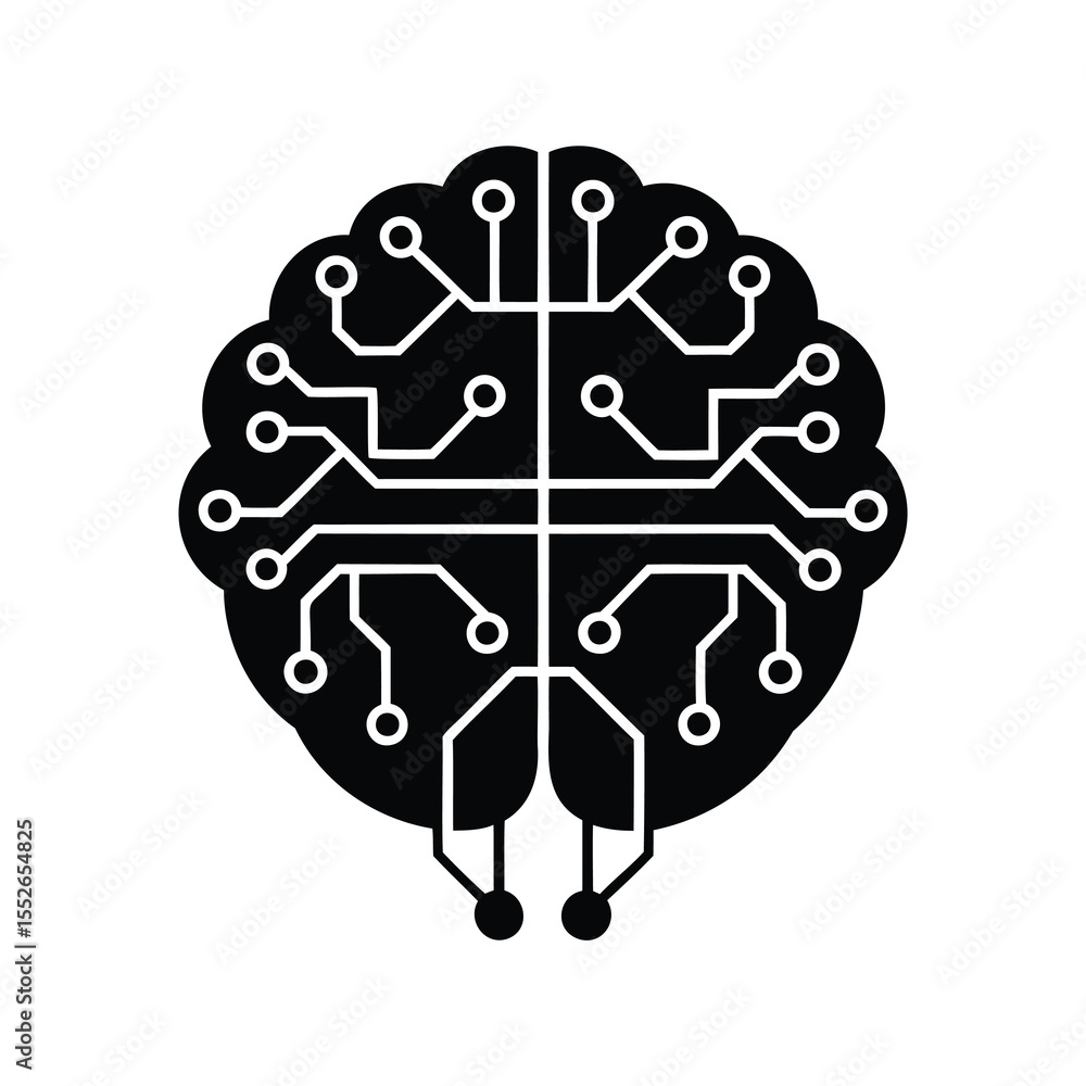 Poster digital brain concept representing artificial intelligence and technological advancement