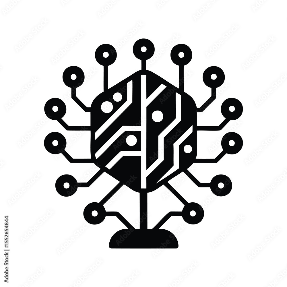 Poster stylized circuit board design representing modern technology and computing innovation