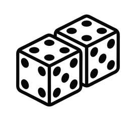 Two gambling dice symbol in a monochrome pop art style with a halftone shadow effect on white background