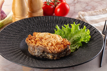 Roasted cod fish fillet piece