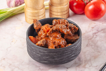 Hungarian goulash with beef meat