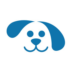 Minimalist Blue Dog Face Logo Pet Care Puppy and Animal Friendly Design
