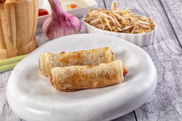 Vietnamese traditional nem roll with meat