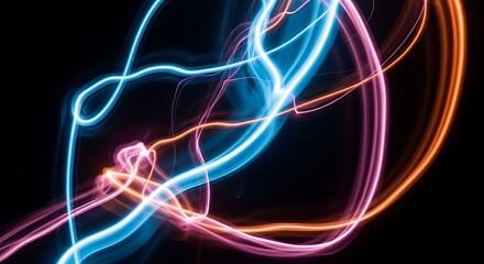 Abstract Light Trails on Black Background